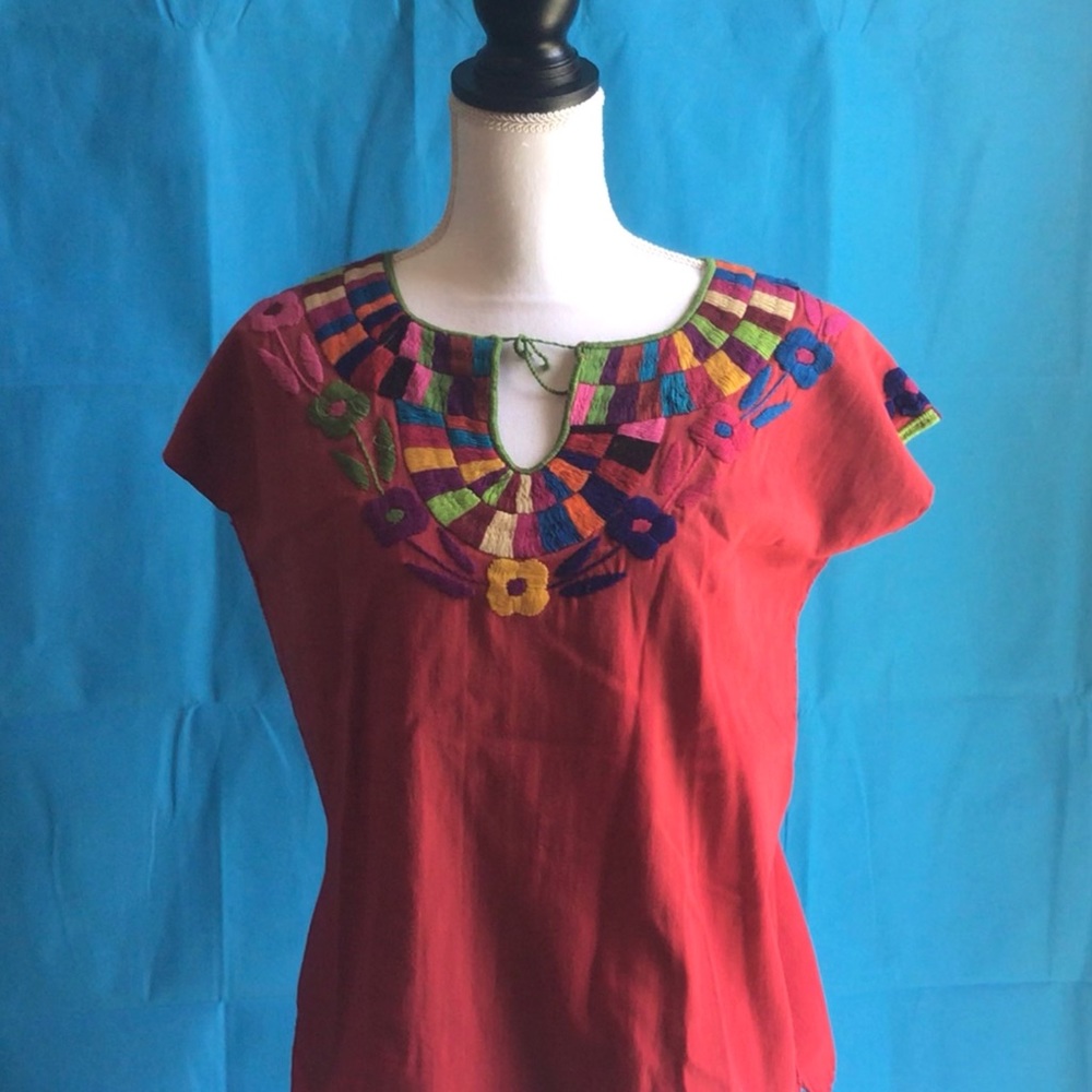 Mexican Muslin Peasant Style Embroidered Blouses